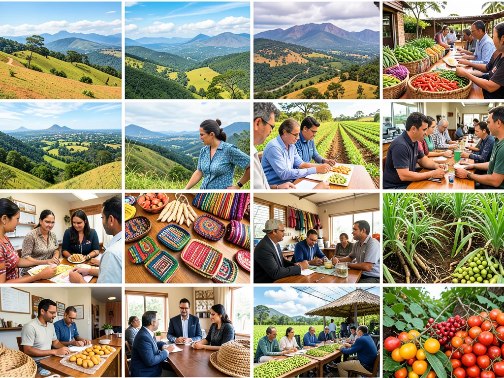 Collage representing tourism, trade, and economic development initiatives.