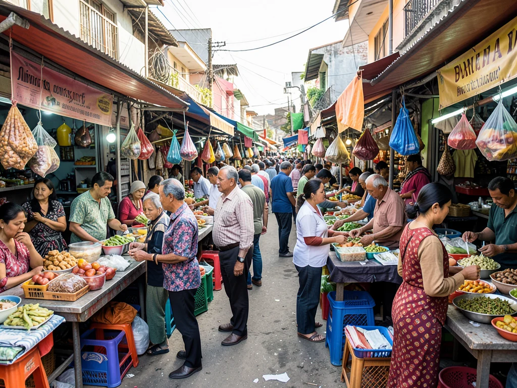 Bustling marketplace representing small business development.
