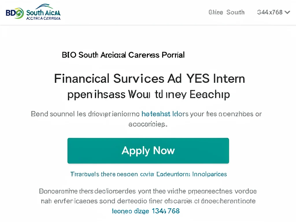 Screenshot of the BDO South Africa recruitment portal application page.