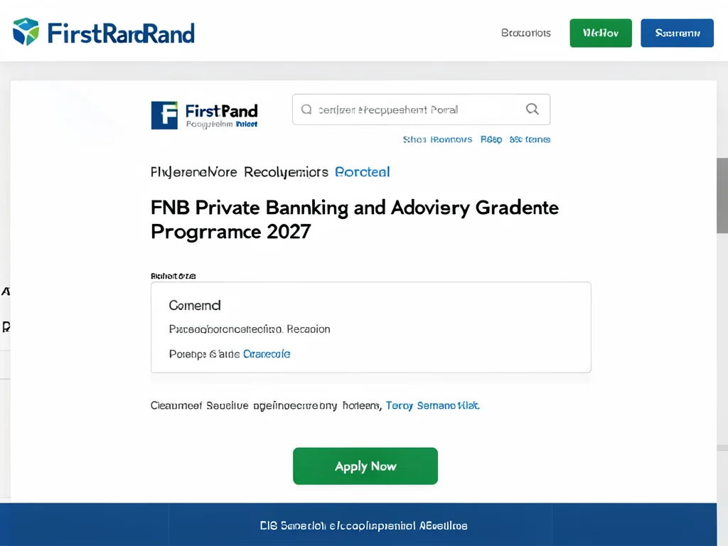 Screenshot of the online application portal for the FNB Graduate Academy.