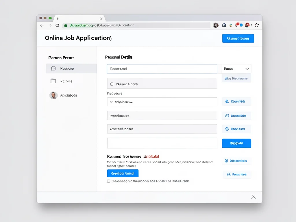 Online recruitment portal interface for submitting job applications.
