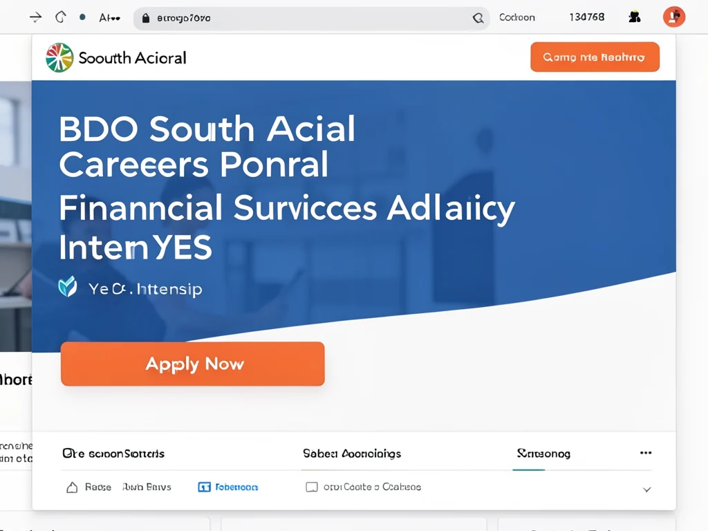 Screenshot of the BDO South Africa recruitment portal for internship applications.