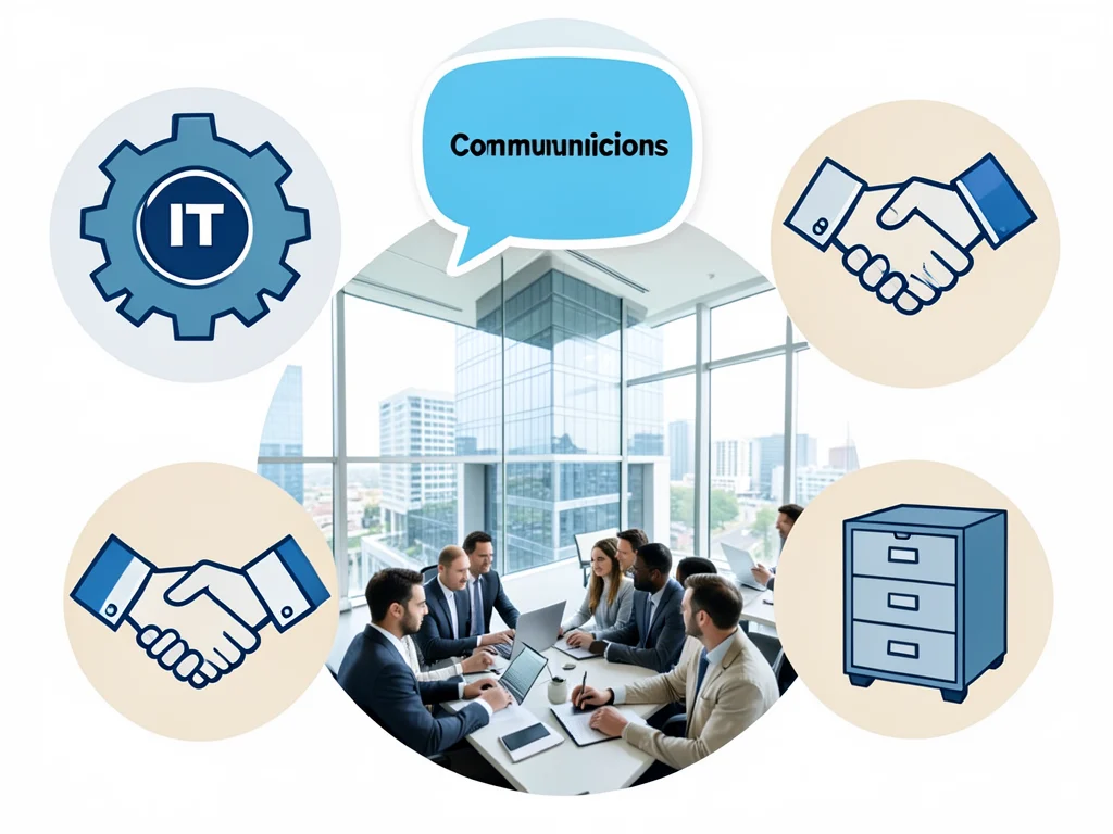 Icons and imagery representing various corporate services internships.