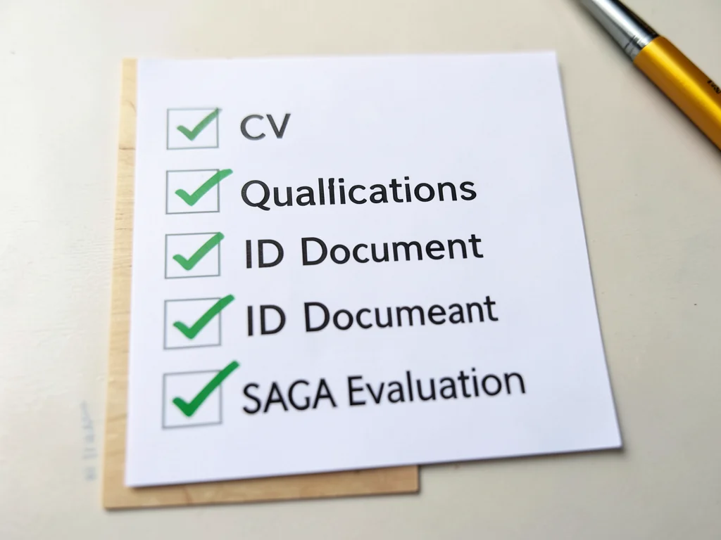 Checklist of required documents for the HR internship application.