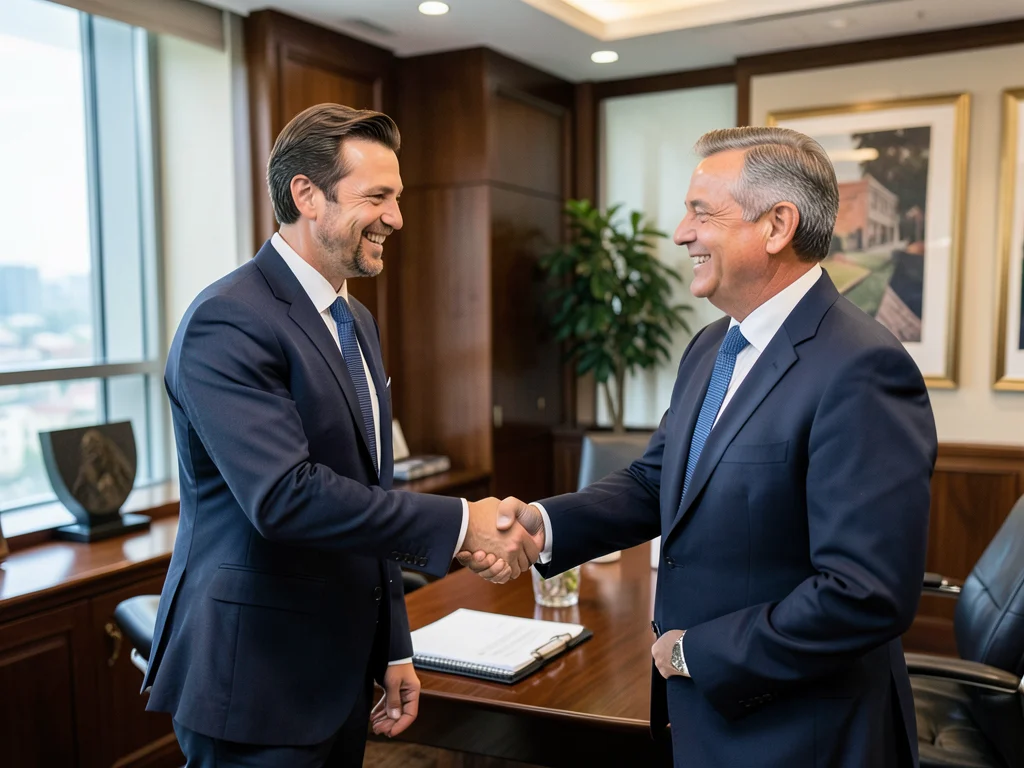 Financial advisor building a relationship with a high-net-worth client.