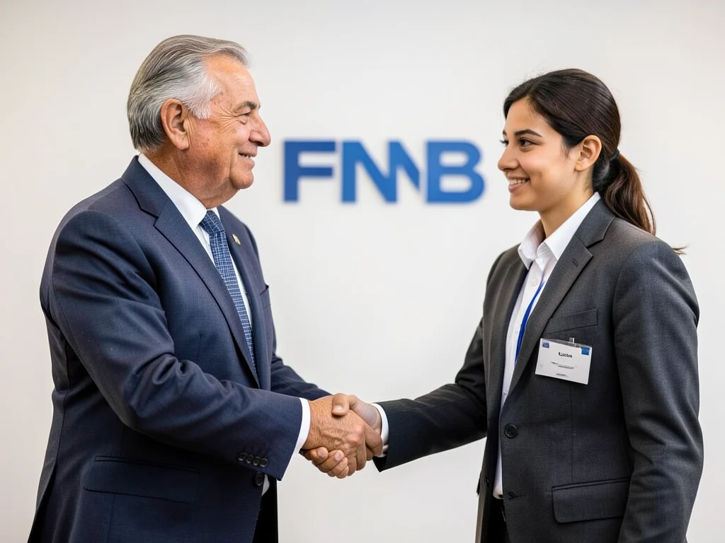 A graduate receiving a permanent employment offer from FNB.
