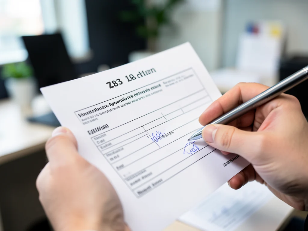 A Z83 application form being prepared for submission.