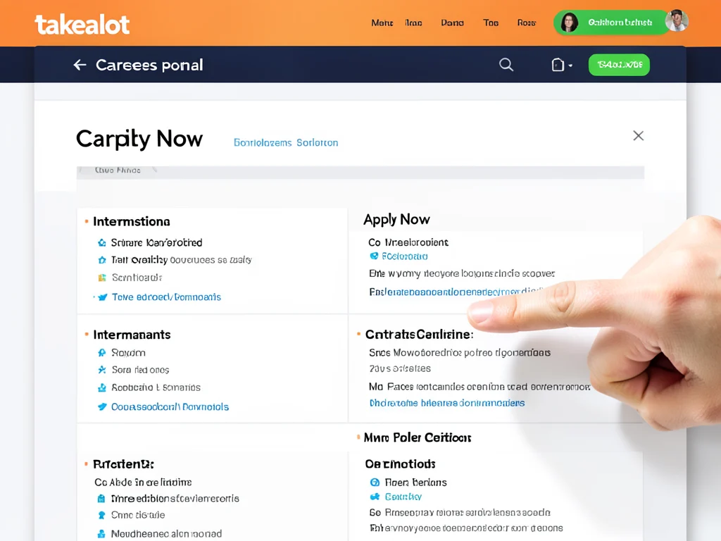 Screenshot of the Takealot careers portal with internship application links.