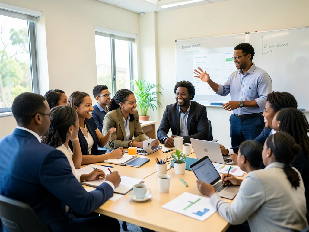 Young professionals participating in a learning and development workshop.