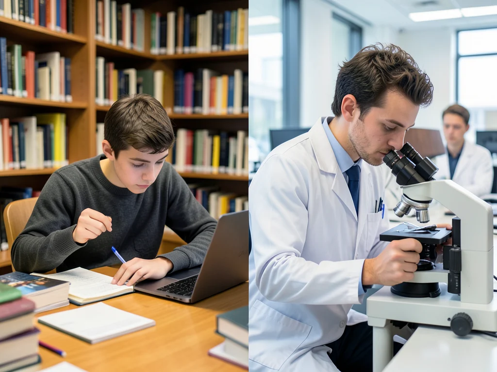 Students and researchers engaged in their academic and scientific pursuits.
