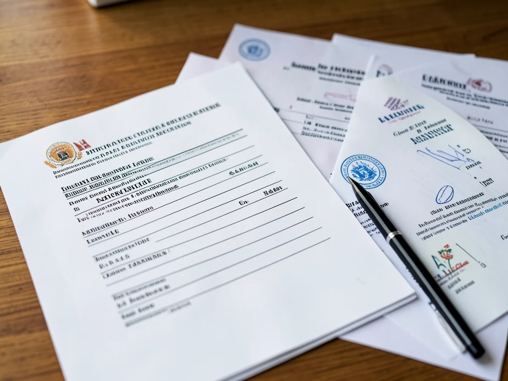 Completed application form and supporting documents for the internship.
