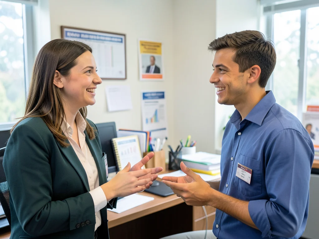 Mentor teacher guiding an intern teacher in a professional development discussion.